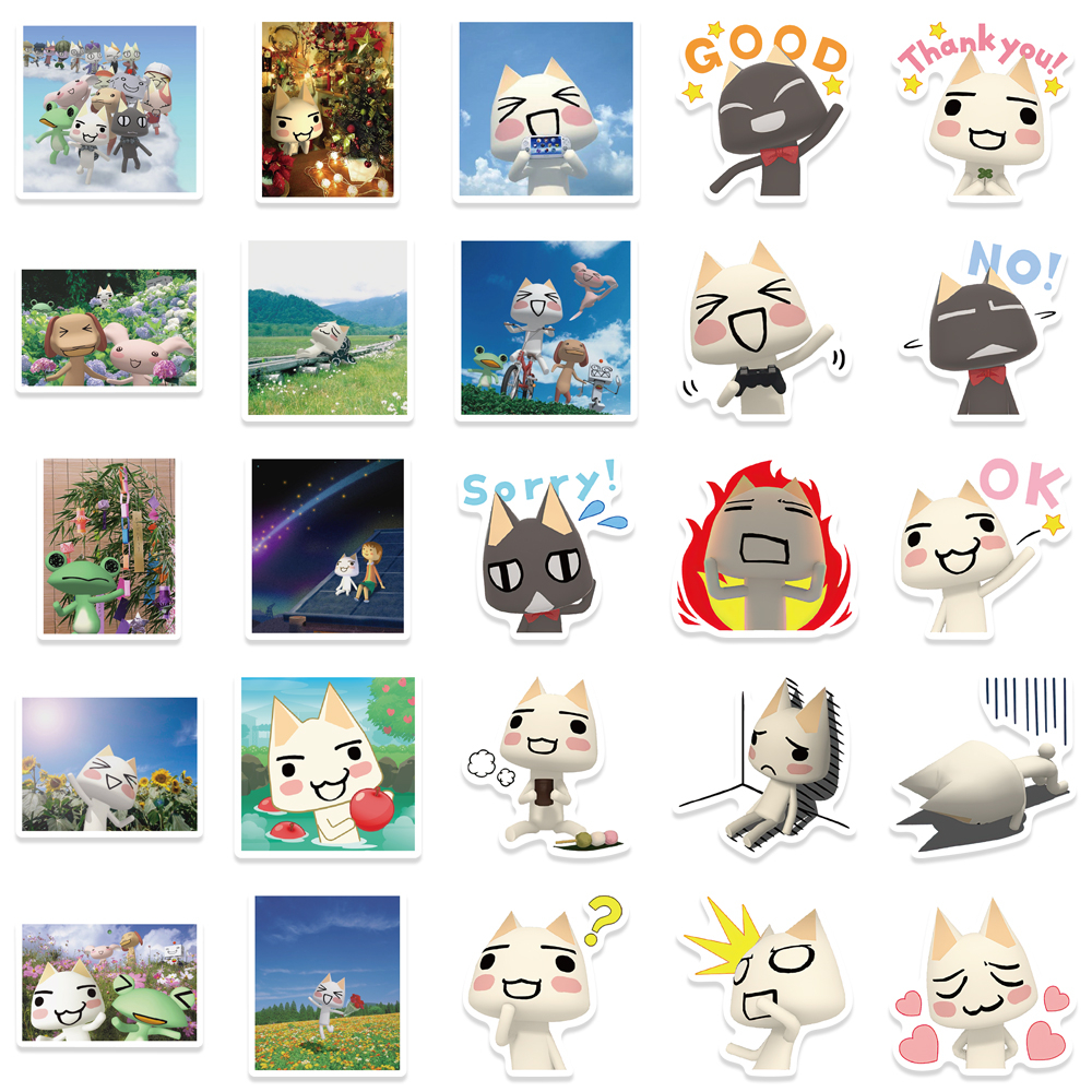 Bộ 50 Sticker Dán Laptop Chống Thấm Nước Họa Tiết Mèo Dễ Thương Bắt Mắt