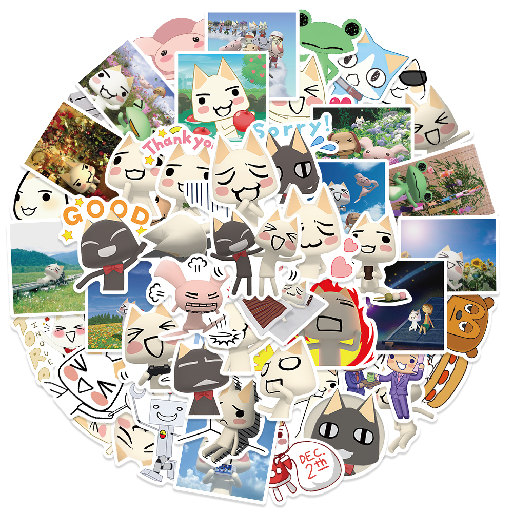 Bộ 50 Sticker Dán Laptop Chống Thấm Nước Họa Tiết Mèo Dễ Thương Bắt Mắt