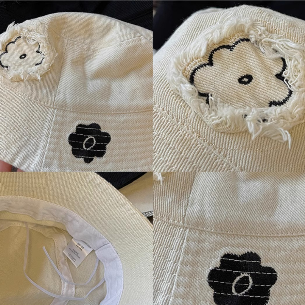 Mũ Bucket Thêu Hoa Thoáng Khí Thoải Mái Dễ Phối Đồ Thời Trang Mới Cho Nữ