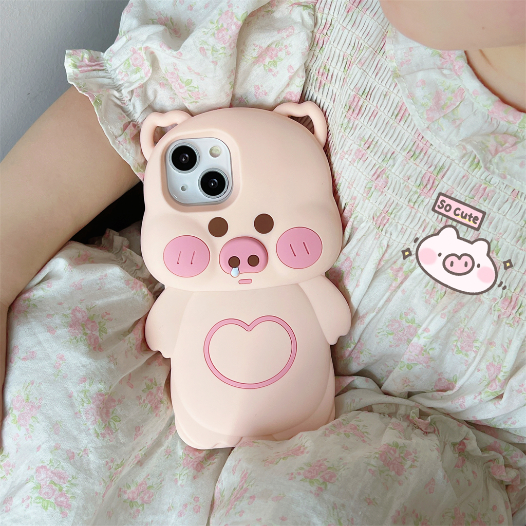 Ốp Điện Thoại Silicone Hình Mũi Heo Chạy Cho iPhone 14ProMax 13 iPhone11 12Promax iPhone