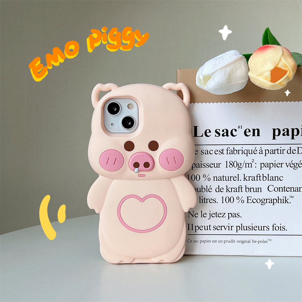 Ốp Điện Thoại Silicone Hình Mũi Heo Chạy Cho iPhone 14ProMax 13 iPhone11 12Promax iPhone