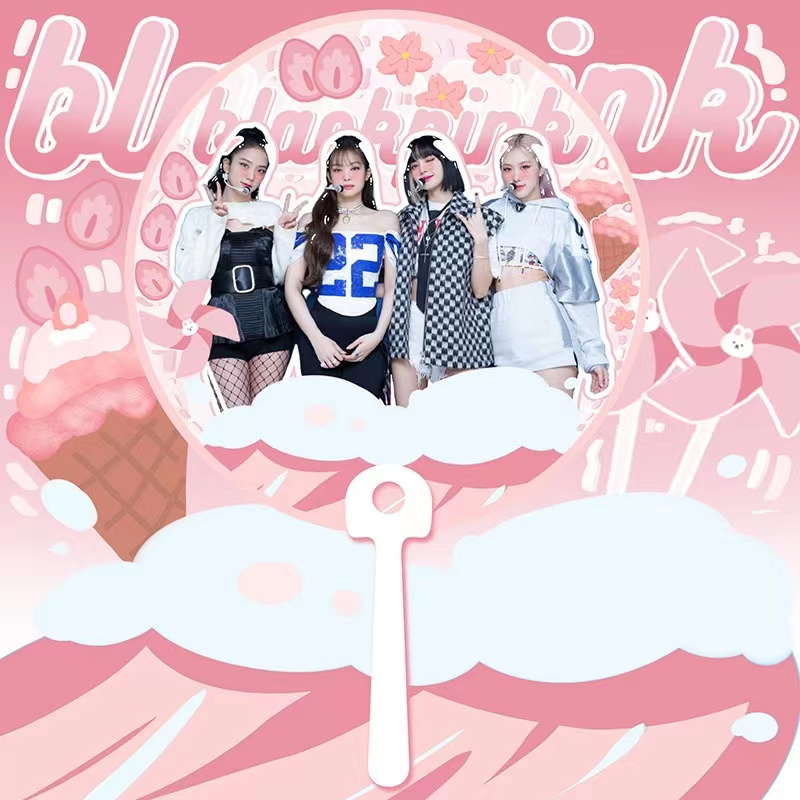 Quạt trong suốt PVC hình nhóm nhạc BLACKPINK JennieLisaJisooRosé