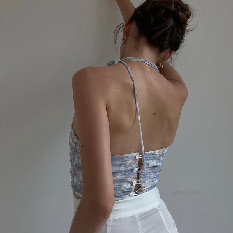 Áo Lửng Hai Dây Họa Tiết Hoa Thời Trang Quyến Rũ Dành Cho Nữ