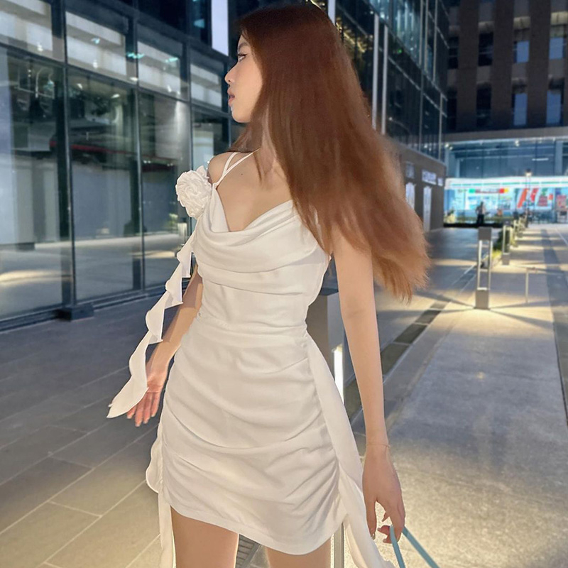 Đầm Hai Dây Màu Trơn Họa Tiết Hoa Phong Cách Mỹ Thời Trang Mùa Hè Quyến Rũ Cho Nữ