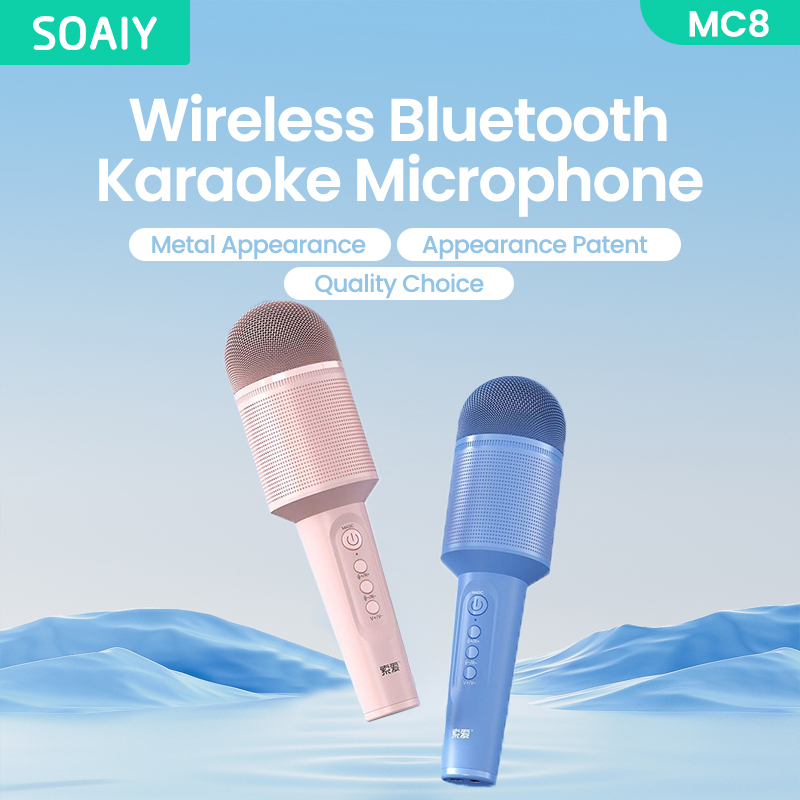 Loa karaoke bluetooth SOAIY MC8 micro 6W thay đổi giọng/bỏ giảm tiếng ồn thích hợp cho iPhone/ Xiaomi/ Samsung/ máy tính