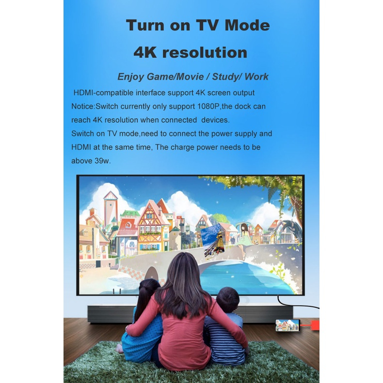 Đế Sạc Đa Năng 3 Trong 1 TV USB c Sang 4K TV HDMI PD USB 3.0 Cho Nintendo Switch Type c