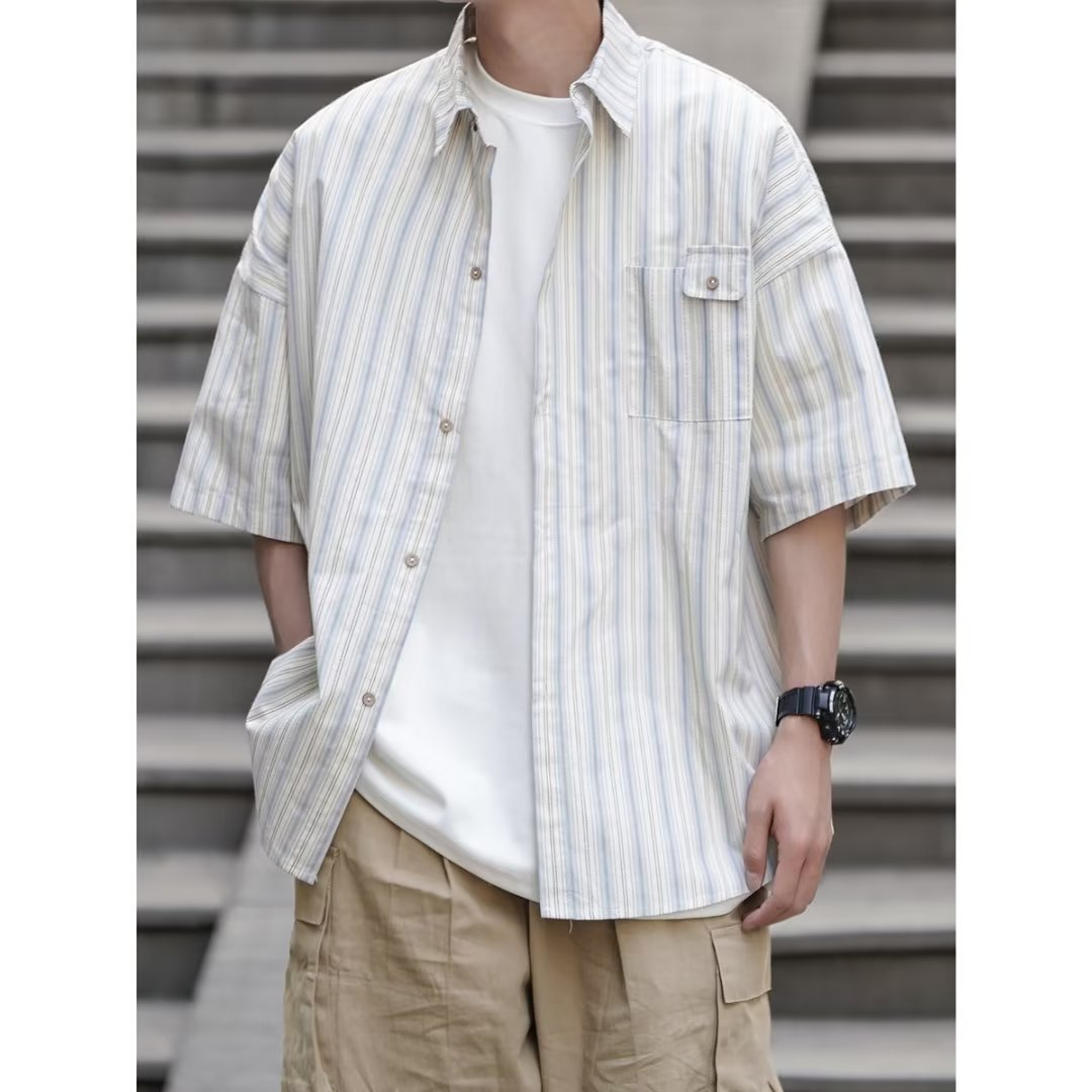 Aokang Áo Sơ Mi Tay Lửng Cổ Vuông Màu Trơn Thời Trang Mùa Hè Trẻ Trung Dễ Phối Đồ Dành Cho Nam