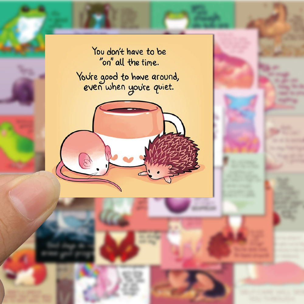 Set 50 / 60 Sticker Động Vật Hoạt Hình Dán Trang Trí Điện Thoại / Máy Tính