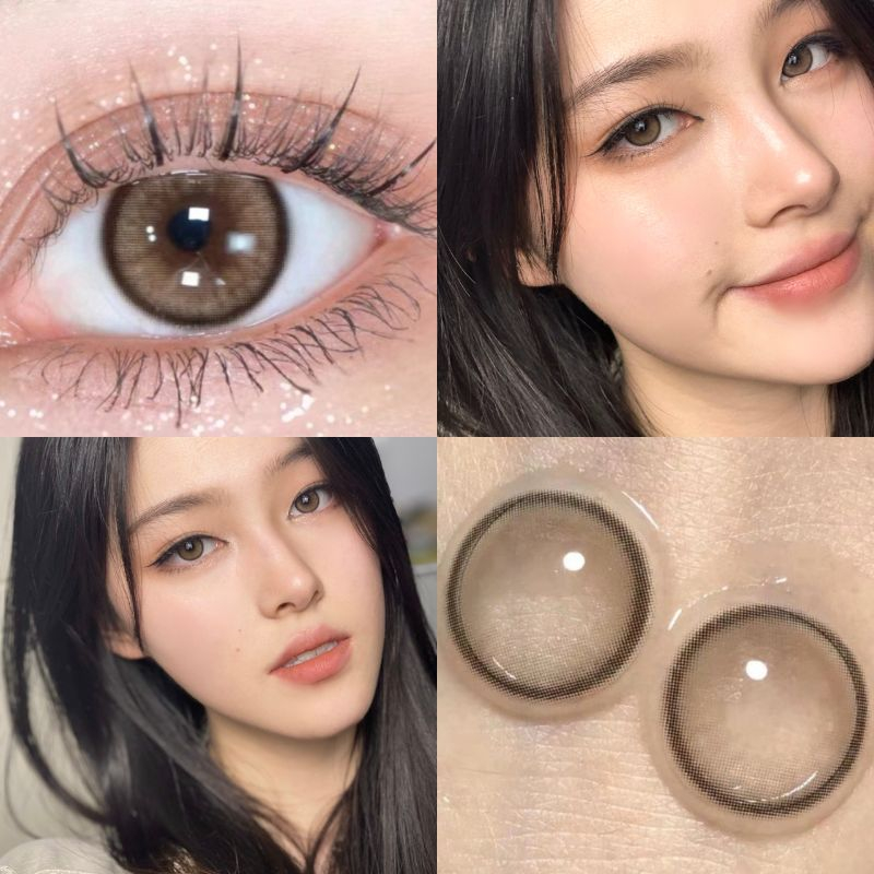 Set 2 Kính Áp Tròng Màu Nâu Ngọc Trai Tự Nhiên 14.0mm 0.00--8.00