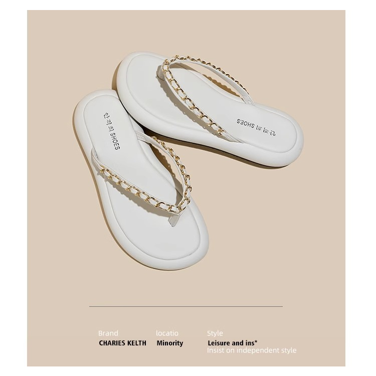 Giày Sandal Đế Bằng Đính Ngọc Trai Thời Trang Mùa Hè 2023 Phong Cách Mới Cho Nữ