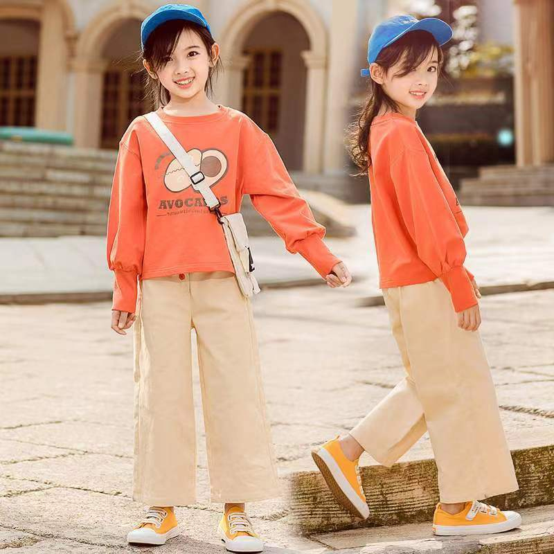 Bộ Áo Sweater + Quần Ống Rộng Thời Trang Thu Đông Cho Bé Gái 4 6 7 8 10 12 14 Tuổi