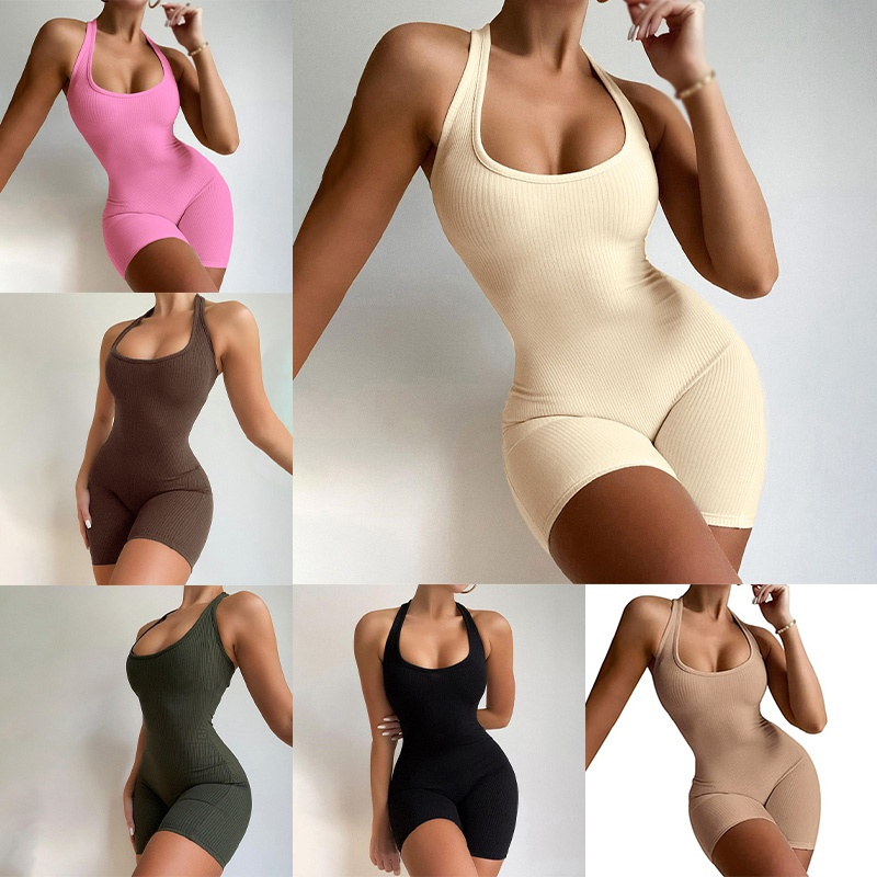 Áo liền quần Ngắn Không Tay Hở Lưng Dáng Ôm Thời Trang Quyến Rũ Cho Nữ