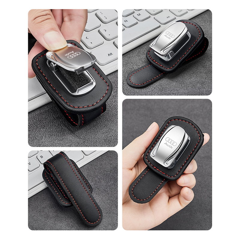 1 Kẹp Giữ Thẻ / Kính Râm Bằng Da Gắn Tấm Che Nắng Xe Hơi Audi A3 8P A6 C5 A4 B6 B8 S4 RS4 S5 B9 S3 8V RS3 S6 S8 S2 S7 SQ5 SQ7