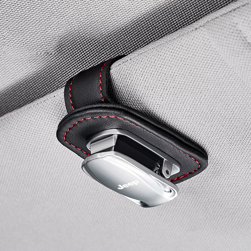 1 Kẹp Giữ Thẻ / Kính Mát Bằng Da Cao Cấp Sáng Tạo Cho Xe Hơi JEEP Grand Cherokee Wrangler