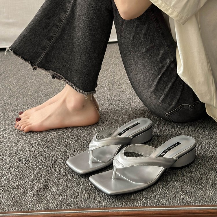 Dép Đế Dày Mũi Vuông Phong Cách Pháp Thời Trang Mùa Hè Cho Nữ dép đi biển