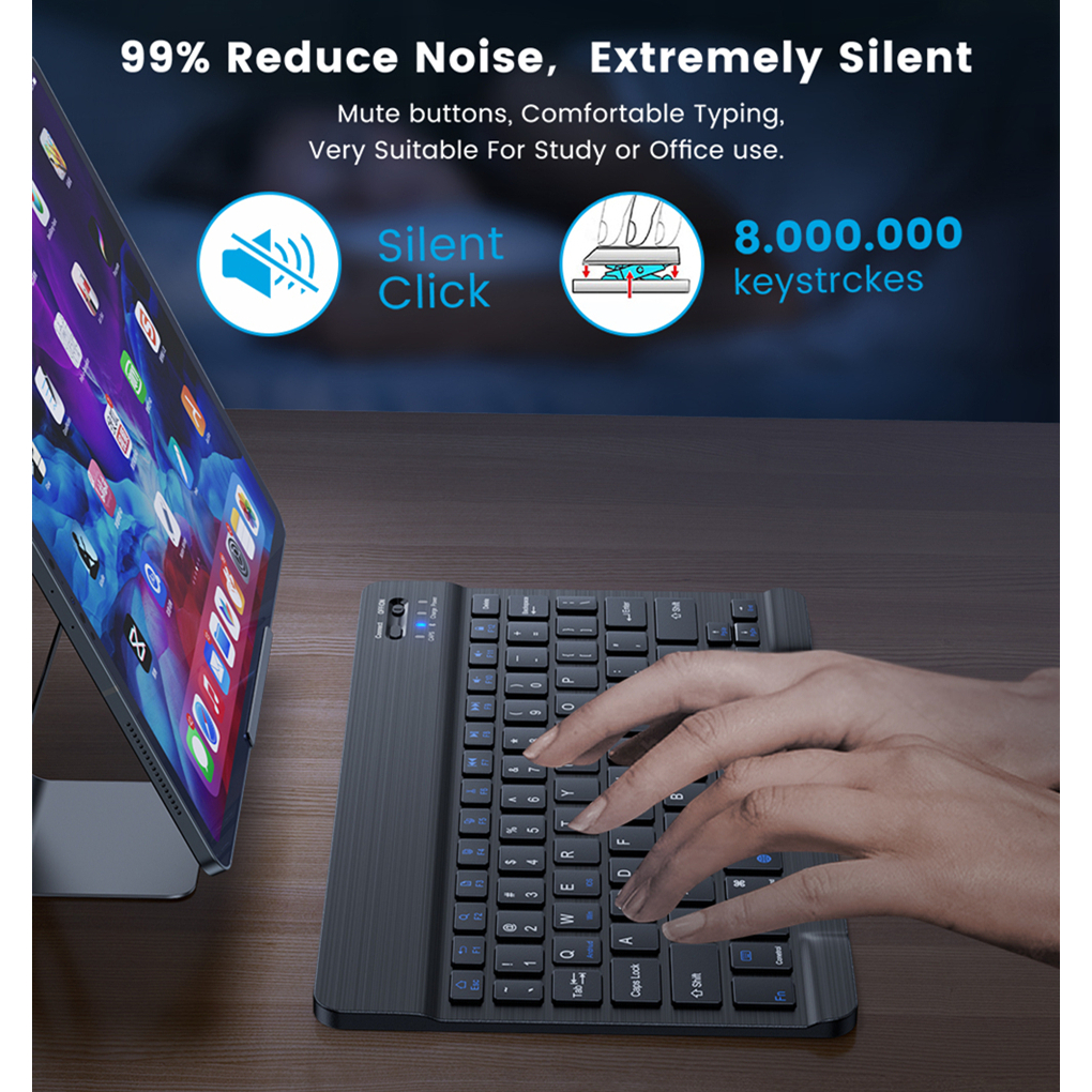 Bàn Phím Bluetooth Không Dây Mini 7in / 10in Có Thể Sạc Lại Cho Điện Thoại / Máy Tính Bảng / Windows