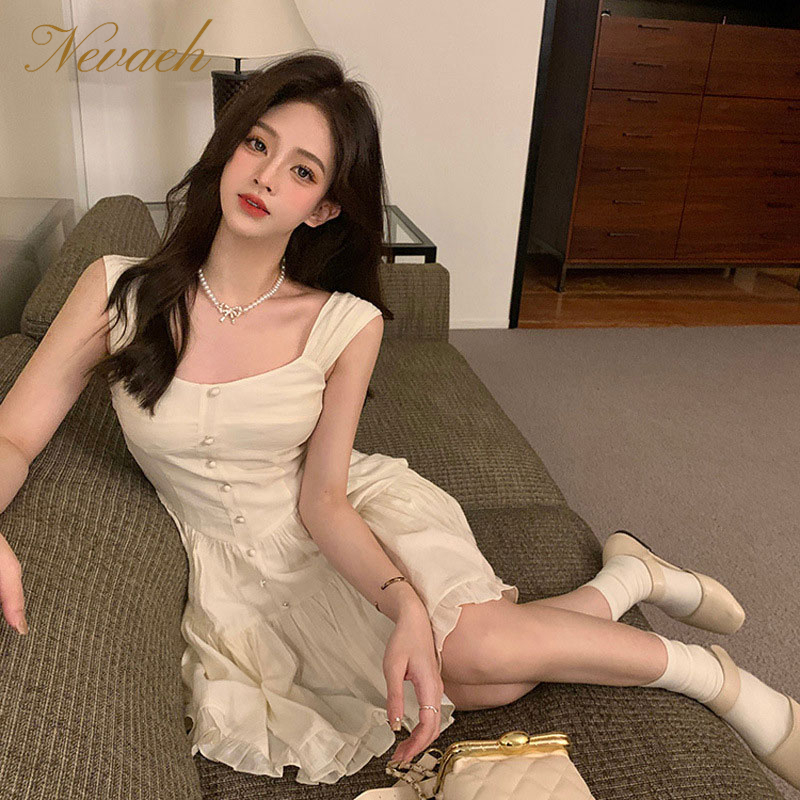 Đầm Hai Dây Thời Trang Pháp 2023 Mới Lạ Cho Nữ