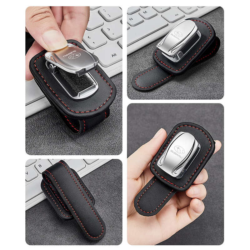 1 Kẹp Giữ Mắt Kính Bằng Da In Logo Xe Hơi Subaru Impreza WRX STI GDA GDB Forester Libertyyyy