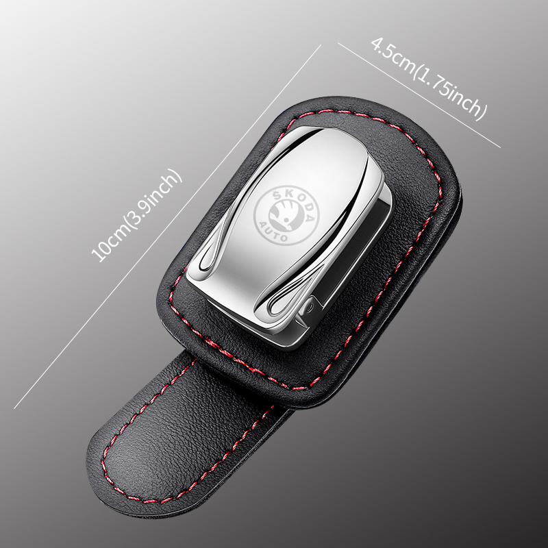 1 Kẹp Cố Định Kính Mát Bằng Da Cho Skoda Octavia Fabia Rapid Yeti Kodiaq Superb