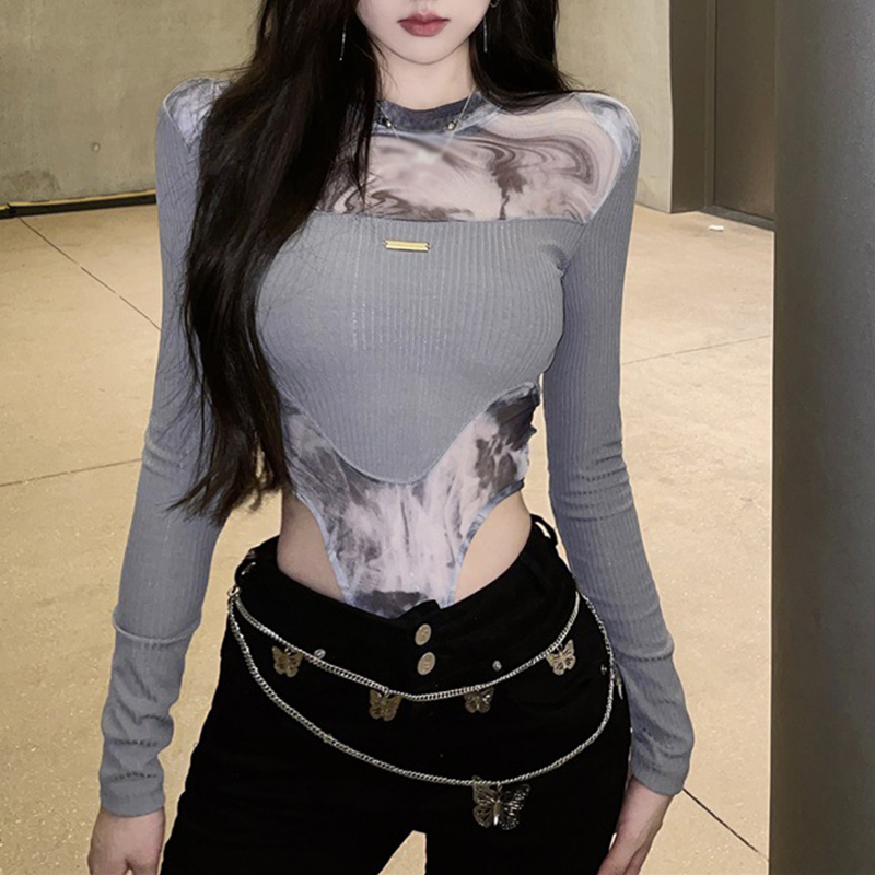 Bộ Áo Liền Quần Tay Dài Ghép Mảnh Ghép Vải Ống Mực Tinh Khiết Thoáng Khí Phong Cách Đẹp Mắt Dành Cho Bạn Nữ