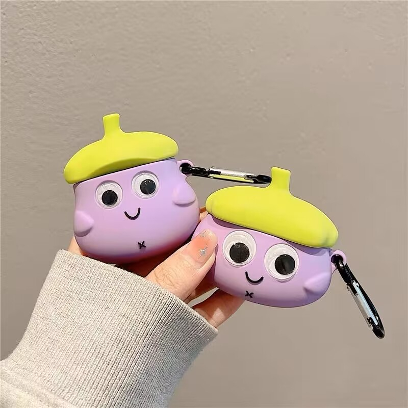 Vỏ Bảo Vệ Hộp Sạc Tai Nghe airpods pro gen 2 1 2 pro 3 Hình Quả Cà Tím Dễ Thương