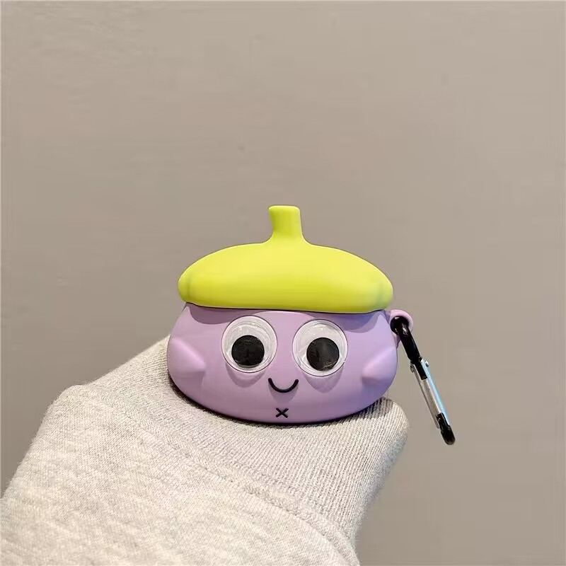 Vỏ Bảo Vệ Hộp Sạc Tai Nghe airpods pro gen 2 1 2 pro 3 Hình Quả Cà Tím Dễ Thương