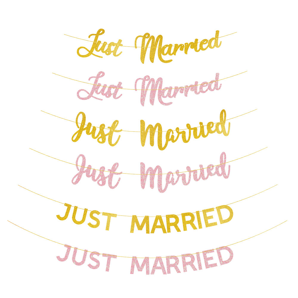 Dây Treo Trang Trí Chữ Just Married Màu Vàng Lấp Lánh