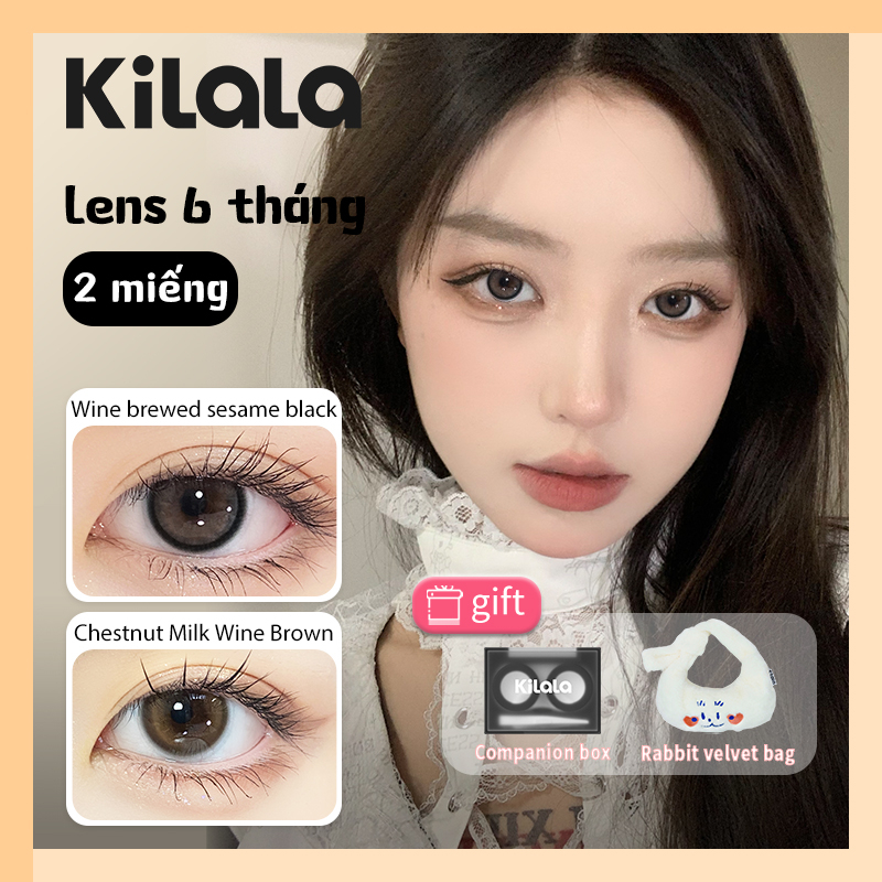 Kính áp tròng Kilala màu nâu mune và phô mai tím sử dụng 6 (0.00 -800) 14 5mm