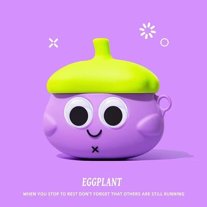 Vỏ Bảo Vệ Hộp Sạc Tai Nghe airpods pro gen 2 1 2 pro 3 Hình Quả Cà Tím Dễ Thương