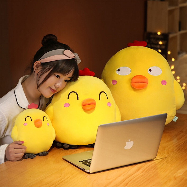 Thú Nhồi Bông Hình Chú Gà Con Màu Vàng Đáng Yêu Trang Trí Ghế Sofa