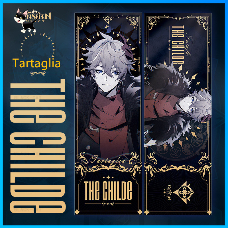 Bookmark Hai Mặt In Hình anime Genshin Va Chạm anime Fools Series Tartaglia Quà Tặng Cho Trẻ Em