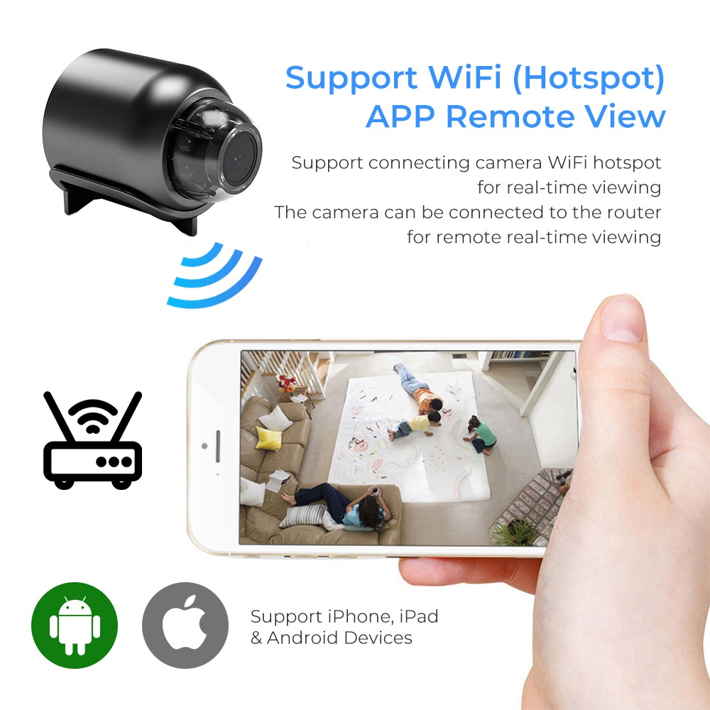 Camera An Ninh Mini Không Dây 1080P Kết Nối WiFi, Hỗ Trợ Tầm Nhìn Ban Đêm