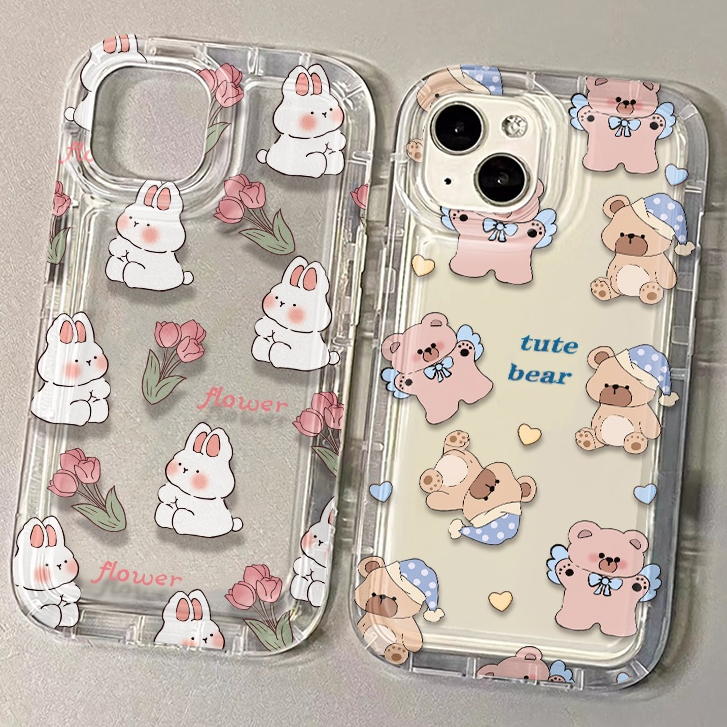 Ốp Điện Thoại TPU Silicone Mềm Trong Suốt Chống Sốc In Hình Thỏ Cho IPhone 11 13 14 12 Pro 7 8 6 6s Plus XS Max X XR