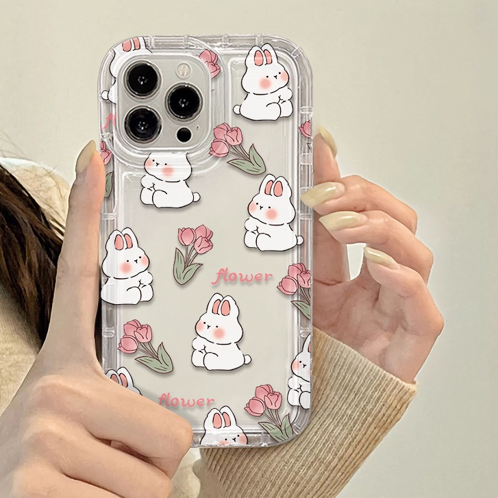 Ốp Điện Thoại TPU Silicone Mềm Trong Suốt Chống Sốc In Hình Thỏ Cho IPhone 11 13 14 12 Pro 7 8 6 6s Plus XS Max X XR