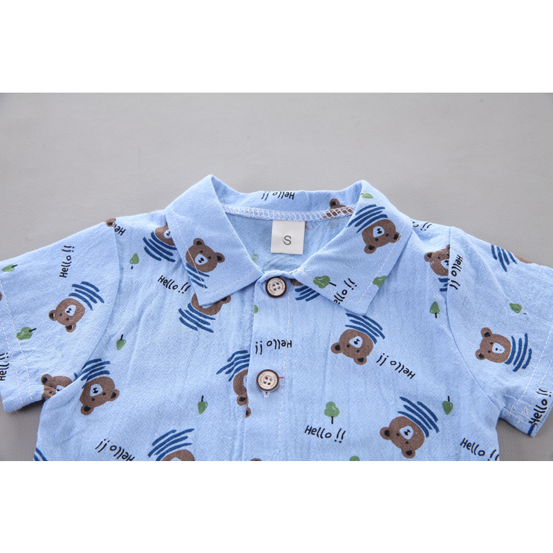 Trẻ em từ 0-5 tuổi, trang phục cho trẻ em, áo sơ mi Polo, áo in hoa và quần đùi, áo sơ mi trẻ em, áo sơ mi ngắn tay mùa