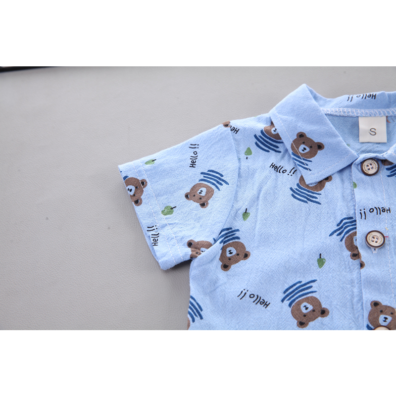 Trẻ em từ 0-5 tuổi, trang phục cho trẻ em, áo sơ mi Polo, áo in hoa và quần đùi, áo sơ mi trẻ em, áo sơ mi ngắn tay mùa