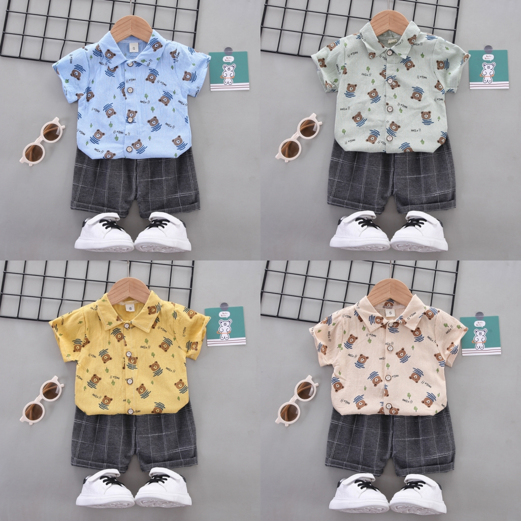 Trẻ em từ 0-5 tuổi, trang phục cho trẻ em, áo sơ mi Polo, áo in hoa và quần đùi, áo sơ mi trẻ em, áo sơ mi ngắn tay mùa