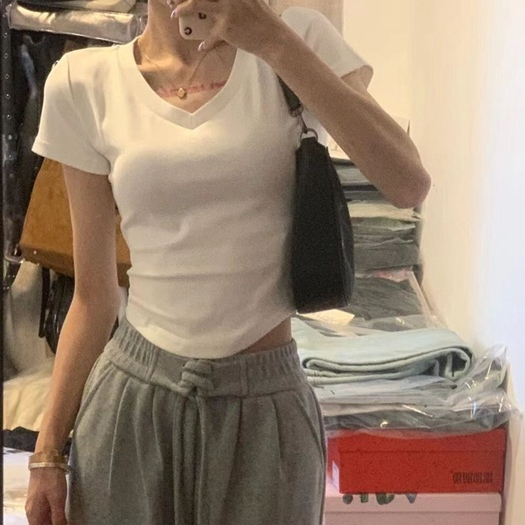 Áo Thun Tay Ngắn Cổ Chữ V Thời Trang Dành Cho Nữ