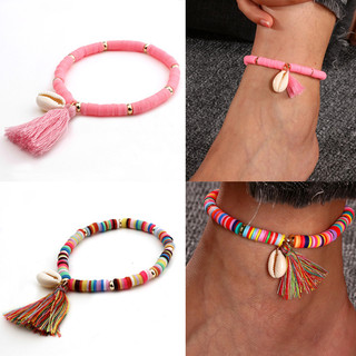 Lắc chân đính hạt vỏ sò nhiều màu phong cách boho cho nữ