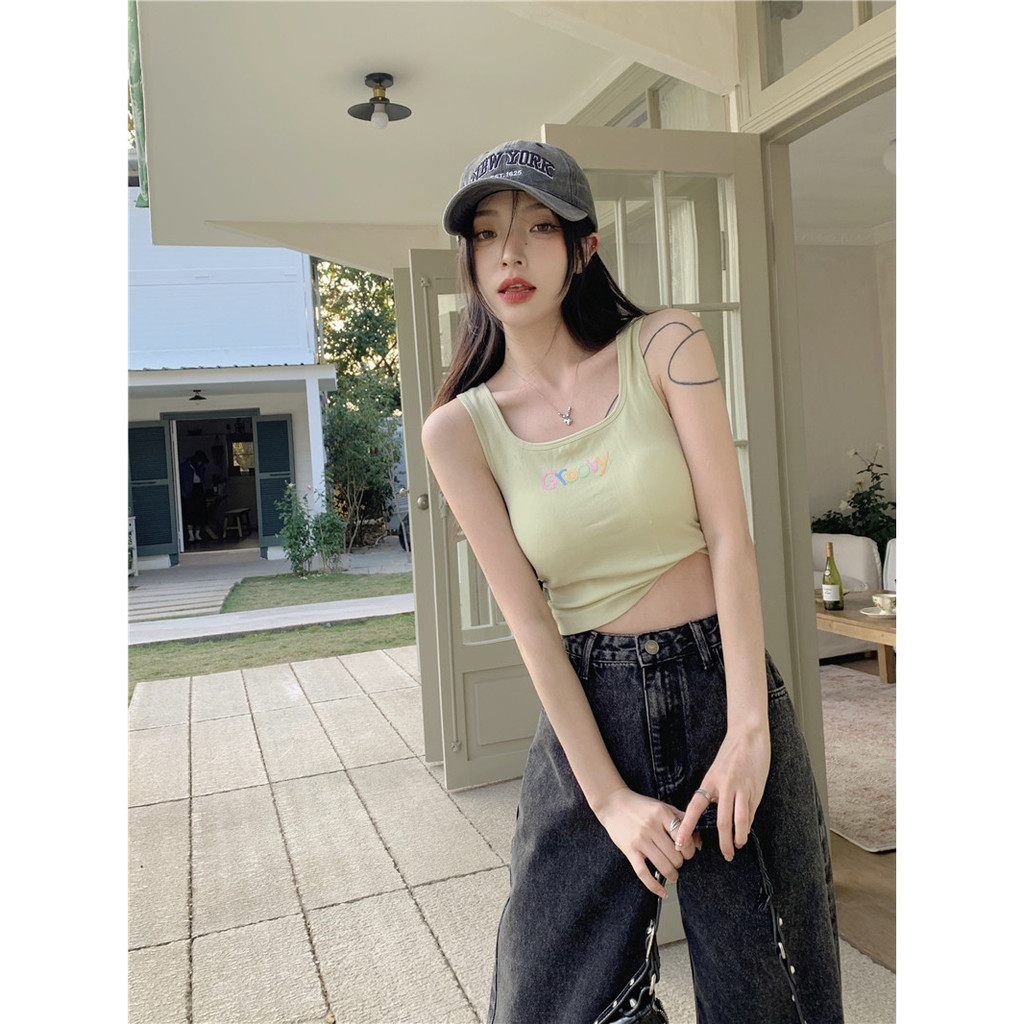 「 WELOVE1 」Áo Tank Top Thể Thao Không Tay In Chữ Nhiều Màu Sắc Đơn Giản Cho Nữ