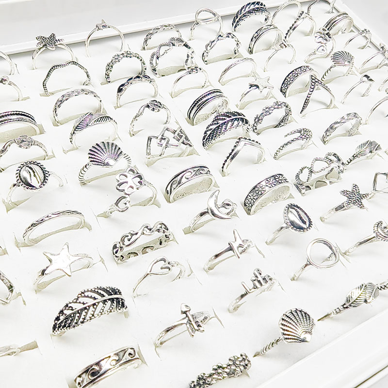 Bộ 30 Nhẫn Hình Sao Biển / Vỏ Sò / Hoa / Lá Rỗng Màu Vàng Thời Trang Cho Nữ