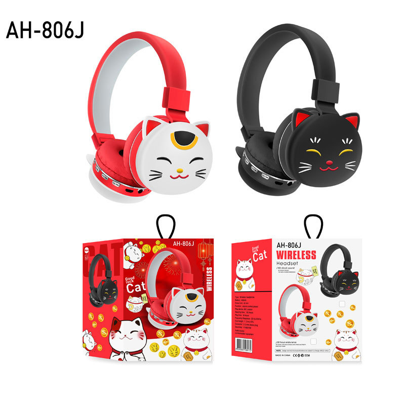 Tai nghe không dây Hình Mèo May Mắn Dễ Thương Kèm Mic Cho Điện Thoại / Ipad / Laptop