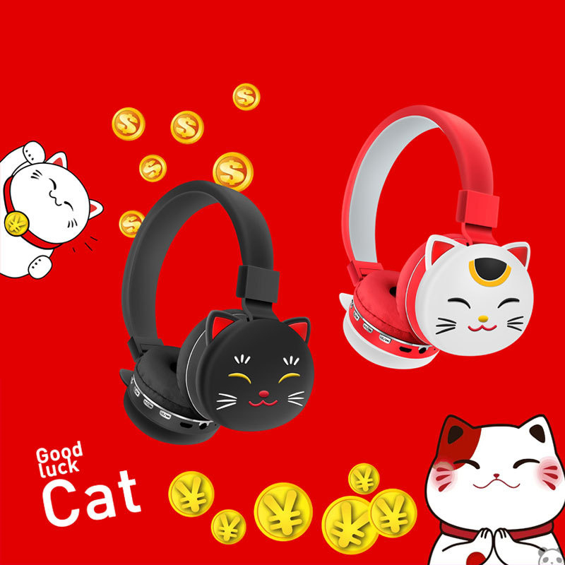 Tai nghe không dây Hình Mèo May Mắn Dễ Thương Kèm Mic Cho Điện Thoại / Ipad / Laptop