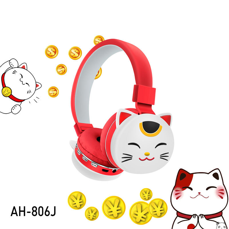 Tai nghe không dây Hình Mèo May Mắn Dễ Thương Kèm Mic Cho Điện Thoại / Ipad / Laptop