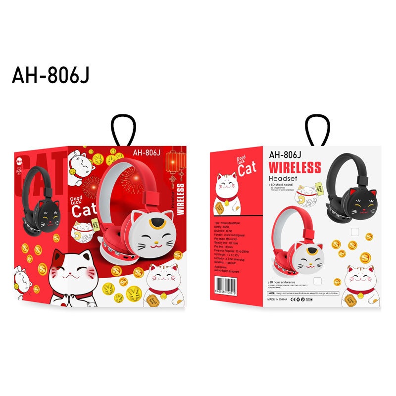 Tai nghe không dây Hình Mèo May Mắn Dễ Thương Kèm Mic Cho Điện Thoại / Ipad / Laptop