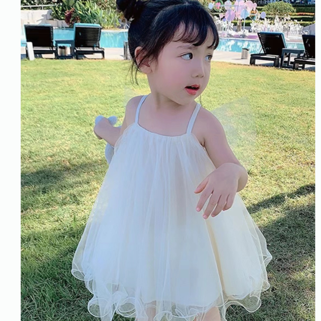 Cô gái sợi lưới váy mùa hè bướm lễ hội cánh tiên hoa công chúa sling vest váy