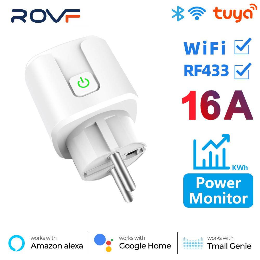 Ổ Cắm Thông Minh Điều Khiển Bằng Giọng Nói WIFI RF433 EU 16 / 20A ROVF