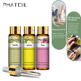 Tinh dầu PHATOIL hương hoa hồng/ vani/ gỗ đàn hương làm mát không khí với đầu nhỏ giọt 10ml