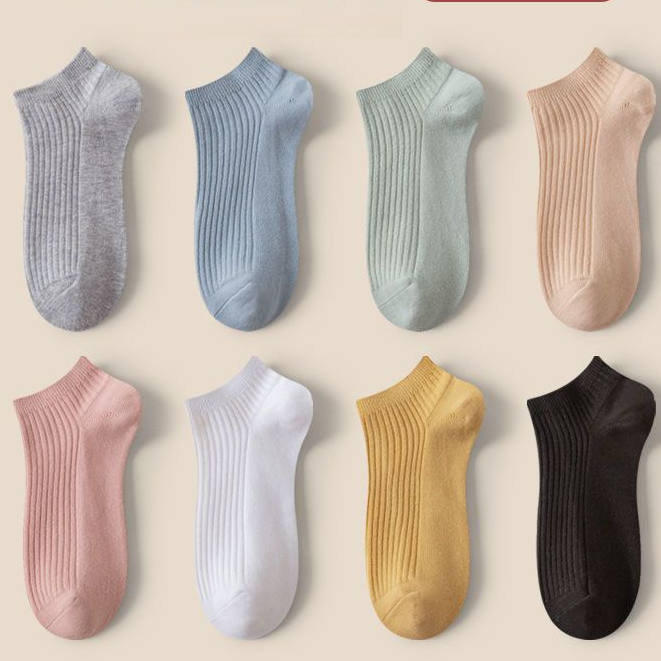 Vớ Cotton Mỏng Màu Trơn Cổ Thấp Hai Đầu Thoáng Khí Phong Cách Nhật Bản Thời Trang Xuân Hè Cho Nữ