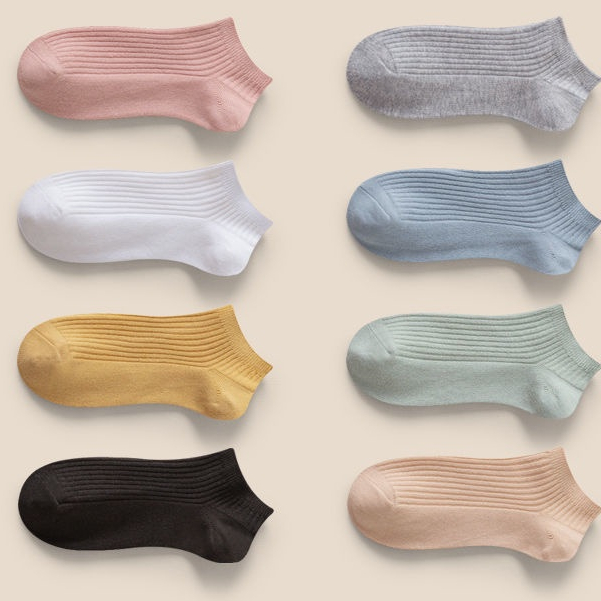 Vớ Cotton Mỏng Màu Trơn Cổ Thấp Hai Đầu Thoáng Khí Phong Cách Nhật Bản Thời Trang Xuân Hè Cho Nữ